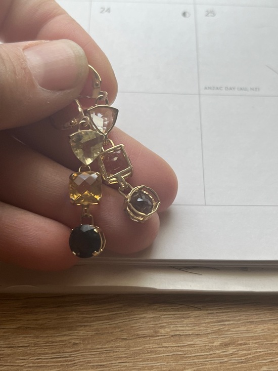 Jewelry - 14k Gold Multi-Stone Drop/dangle Earrings